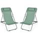 Costway Set of 2 Beach Chair Portable 3-Position Lounge Chair w/ Headrest Green