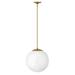 Vintage-Style Scandinavian 1-Light Medium Orb Pendant in Aged Zinc with Clear Glass Globe 13.5 inches W X 14.25 inches H-Heritage Brass Finish-Cased