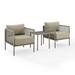 Crosley Furniture Cali Bay 3-piece Modern Wicker Outdoor Chair Set in Brown