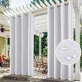 (2 Panel) Upgraded Outdoor Curtain Garden Patio Gazebo Sunscreen Blackout Curtains Thermal Insulated White Curtains with Grommet | Waterproof& Windproof&UV-protection& Mildew Resistant White 54*84in