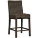 Bowery Hill Transitional 29 Wicker Patio Bar Stool in Brown