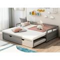 Kepooman Twin Size Wooden Extending Daybed with Trundle 78.1 L x 41.8 W x 23.2 H Gray