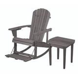 W Unlimited Zero Gravity Adirondack Rocking Chair with Built-in Footrest & End Table Set Dark Gray Set of 2