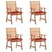 Anself Set of 4 Wooden Garden Chairs with Red Cushion Acacia Wood Outdoor Dining Chair for Patio Balcony Backyard Outdoor Furniture 22in x 24.4in x 36.2in