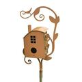 EQWLJWE Metal Bird House with Pole Handmade Copper Cottage Bird House Stakes Metal Bird Houses for Courtyard Backyard Patio Outdoor Garden Decor Resting Place for Birds Hummingbird House