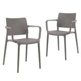 Omax Decor Cleo Arm Resin Patio Dining Chair in Taupe - (Set of 2)