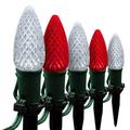 Wintergreen Lighting C9 Red & Cool White OptiCore Faceted LED Christmas Pathway Light Kit 100 Lights 12 Spacing Green Wire 100 ft