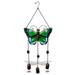 CoTa Global Green Butterfly Wind Chime - Handmade Glass & Metal Chime - Wild Life Hanging Decor - Colorful Home Decor Gift Indoor & Outdoor Hanging Decoration For Porch Patio & Garden - 25.4 Inches