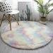 Soft Round Gradient Carpet Household Shaggy Carpet Long Hair Rug Fluffy Circle Rug for Kids Room Deep Girls Room Living Room Bedroom Colorful 31.49*31.49In