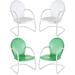 Home Square Griffith 4 Piece Metal Patio Chair Set in White & Grasshopper Green