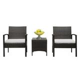 3pcs Home Furniture Set 2pcs Arm Chairs 1pc Coffee Table Wicker Rattan Sofa Set Relax Chair Desk for Indoor Outdoor Living Room Balcony Yard Porch Patio Brown Gradient