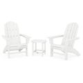 POLYWOOD Vineyard 3-Piece Curveback Adirondack Set with South Beach 18 Side Table in White