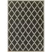 5.8 x 9.1 Black and Ivory Moroccan Rectangular Outdoor Area Throw Rug