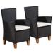 Lixada Outdoor Chairs with Cushions 2 pcs Poly Rattan Black