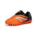 SIMANLAN Men Comfort Mesh Soccer Cleats School Breathable Lace Up Sneakers Running Lightweight Flat Shoe Orange Broken Nail 38