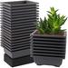 ZEONHAK 15 Pack Black Plastic Bonsai Training Pots with Humidity Trays Rectangular Plant Pot Nursery Planter 6.5 x 5.4 x 2.4 Inch
