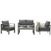 Superjoe Outdoor Aluminum Furniture Set 4 Pcs Patio Sectional Chat Sofa Conversation Set with Table Gray