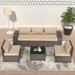 ALAULM Outdoor Patio Furniture Set 6 Pieces Outdoor Sectional Furniture High Backrest Patio Sofa All-Weather PE Rattan Patio Conversation Set with Coffee Table & Cushions