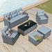 6-piece All-weather Wicker Pe Rattan Patio Outdoor Dining Conversation Sectional Set with Coffee Table Wicker Sofas Ottomans Removable Cushions