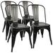 Lacoo Metal Dining Chair Indoor-Outdoor Use Stackable Classic Trattoria Chair Chic Dining Bistro Cafe Side Metal Chairs Set of 4 (Black)