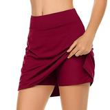 MRULIC skirts for women For Running Active Performance Women s Skirt Lightweight Tennis Skort Sport Skirt Red + XL