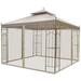 Outsunny Decorative Outdoor Gazebo with Corner Shelves Brown