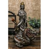 Ebros Large Avalokiteshvara Bodhisattva Kwan Yin Riding On Chinese Dragon Statue