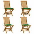 Anself 4 Piece Folding Garden Chairs with Green Cushion Teak Wood Outdoor Dining Chair for Patio Backyard Poolside Beach 18.5 x 23.6 x 35 Inches (W x D x H)