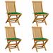 Anself 4 Piece Folding Garden Chairs with Green Cushion Teak Wood Outdoor Dining Chair for Patio Backyard Poolside Beach 18.5 x 23.6 x 35 Inches (W x D x H)