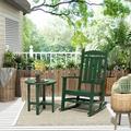 GARDEN 2-Piece Set Classic Plastic Porch Rocking Chair with Round Side Table Included Dark Green