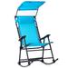 Folding Rocking Chair Rocker Porch Zero Gravity Furniture Sunshade Canopy Light Blue