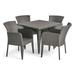 GDF Studio Welmas Outdoor Wicker 5 Piece Dining Set Gray