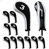 12 Pcs Golf Club Head Iron Covers Zippered Neoprene Protective Portable Durable Tool New