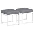 Soleil Jardin Set of 2 Patio Ottoman Aluminum Outdoor Furniture Footstools Small Seat with Removable Cushions White Frame