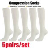 5 Pairs Women Graduated Compression Knee High Socks 15-20 mmHg