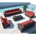 ALAULM Outdoor Patio Furniture Sets 12 Piece Patio Sectional Furniture All-Weather Outdoor Patio Sofa PE Wicker Porch Deck Couch Conversation Chair Set with Table & 10 Thickened Cushions