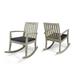 GDF Studio Priya Outdoor Acacia Wood Rocking Chairs with Cushion Set of 2 Brushed Light Gray and Dark Gray
