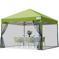 Quictent 8x8 EZ Pop up Canopy Tent with Netting Screen Mesh Walls Waterproof Roller Bag (Green)