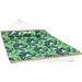 Sunnydaze 2-Person Fabric Spreader Bar Hammock and Pillow - Exotic Foliage