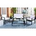 SAFAVIEH Krissy Outdoor Patio 4 Piece Conversation Set Black/White