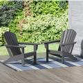 Polytrends Altura Outdoor Eco-Friendly All Weather Poly Patio Adirondack Chair (Set of 2) Gray