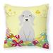 Carolines Treasures BB6090PW1414 Easter Eggs Bedlington Terrier Blue Fabric Decorative Pillow