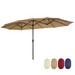 Outdoor Garden Parasol Beach Shade Umbrella 15x9ft Large Double-Sided Rectangular Outdoor Twin Patio Market Umbrella w/Crank- taupe Patio Sunshade Umbrella for Patio