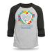 Shop4Ever Men s Autism Awareness Hands Puzzle Heart Raglan Baseball Shirt X-Large Heather Grey/Black