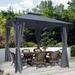Hassch 10x10Ft Outdoor Patio Garden Gazebo Tent Outdoor Canopy With Curtains Dark Gray