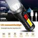 Flashlight DFITO USB Charge Tactical Torch IPX6 Waterproof Torch Super Bright LED Power Display Light and Portable LED Torch Suitable for Hiking/Camping/Emergency Black