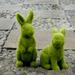 SAYOO Imitation Moss Rabbit Resin Flocked Sculpture Easter Animal Statue Garden Ornament (Green)