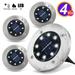 4 Pack Solar Ground Lights - Solar Garden Lights Outdoor Waterproof Sidewalk Disk Lights Solar Powered Landscape Lighting for Lawn Patio Pathway Yard Deck Walkway Flood Lights (White)