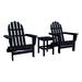 DuroGreen Folding Adirondack Chair Set Made With All-Weather Tangentwood 2 Chairs 1 Side Table Oversized High End Patio Furniture for Porch Lawn Deck No Maintenance USA Made Navy