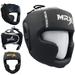 MRX Professional MMA Men Training Head Guard Judo Sparring Headgear Kickboxing Wrestling Boxing Helmet Protection for Face Forehead Ear Extra Thick Padded Cage Fighting Head Gear Black Silver S/M